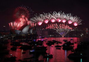 Fireworks explode over the Opera House and Harbour Bridge during New Year's Eve fireworks display  in Sydney, Australian, Friday, Jan. 1, 2016.(AP Photo/Rob Griffith)